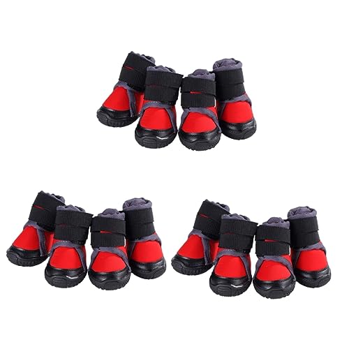 YARNOW 12 STK Hundeschuhe Winterschuhe für Hunde Dog Shoes gleitschutz Schuhe noppenschuhe mittlere und große Hunde Outdoor-Schuhe für Haustiere Hund warme Schuhe Haustierschuhe rot von YARNOW