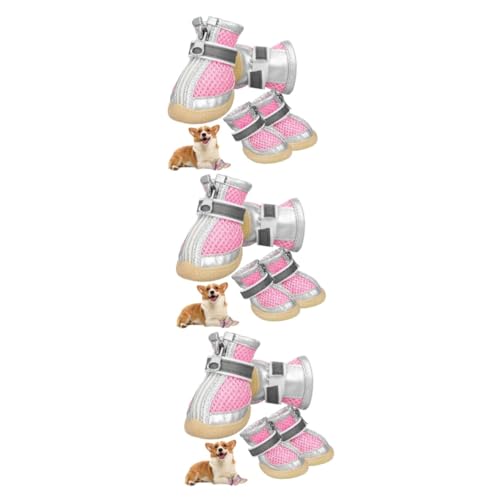 YARNOW 12 STK kleine Hundesandalen hundepfoten hundeschuhe Outdoor Schuhe Kleine Hunde Schuhe Sommer-Hunde-Sneaker Regenstiefel für Hunde Hundestiefel Hundezubehör Oxford-Boden Rosa von YARNOW