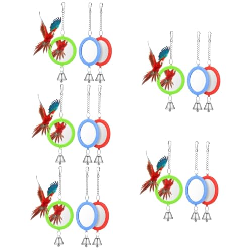 YARNOW 15 STK Doppelseitiger Spielzeugspiegel Vogel-Spiegel-Spielzeug Runde Spiegel Hühnerspielzeug Für Hühnerstall Sittichspielzeug Zum Aufhängen Klein Plastik Langen Xuanfeng von YARNOW