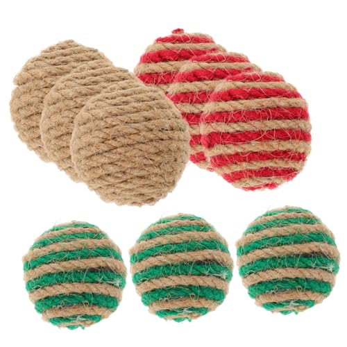 YARNOW Katze Ball Sisal Ball Katze 18 Stück Katzenzubehör Weihnachtszubehör Für Haustiere Lustiger Ball Für Katzen Katzenspielzeug Ballspielzeug Für Katzen von YARNOW