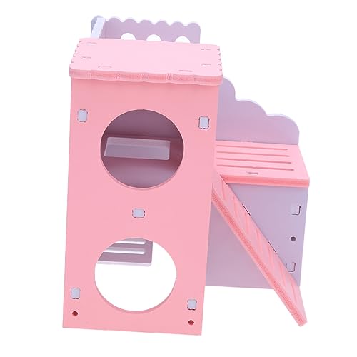 YARNOW 1Stk Haustier Kabine Bausatz Frettchen Träger ausgestopft Plüsch Hund hamsterbett Hamster Hamster Living Space Hamsterhaus aus Holz Hamsterhütte Ökologisches Holz Rosa von YARNOW