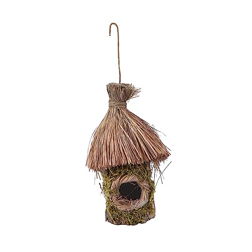 YARNOW 1Stk Vogelnest naturvibes naturevibes vogelkäfig gartendeko Vogelschutzgebiet Rastplatz Vogel Strohvogel Hirse vogelhaus weben vogelschutz künstlicher Vogelschutz hölzern Khaki von YARNOW