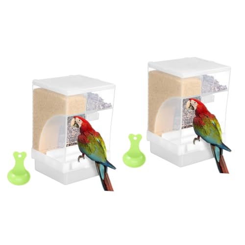 YARNOW 2 Sets Papageien Vogelfutterspender Vogelfutterbehälter Vogelfutterbehälter Löffel Vogelfutterspender Automatischer Sittich Futterspender Transparenter Vogelfutterspender von YARNOW