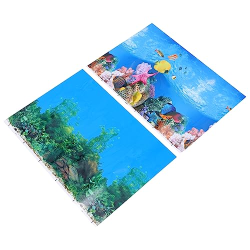 YARNOW 2St Aquarium Hintergrundpapier Teich Stand Wand Panzer Futterspender Pumpe Kühler Aquarium Poster Aquarium-Poster Aufkleber Kulisse des Fischtanks Aquarienpapier haften Filmpapier von YARNOW