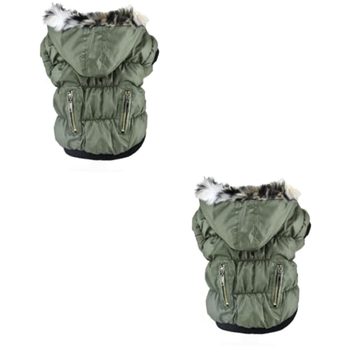 YARNOW 2St Haustier-Welpen-Kleidung Welpen Hoodie Winter Hundewintermantel Hoodiejacke Haustier hält warme Kleidung hundemantel Dog Raincoat Haustier Hund Mantel Haustierjacke Green von YARNOW