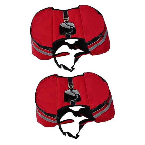 YARNOW 2St Hunderucksack Campingausrüstung für Hunde Hundetragerucksäcke Hundefutter Camping Rucksack für Hunde Hund satteltasche der Hund Gurt Selbst Rucksack Hunde Rucksack Reisen rot von YARNOW