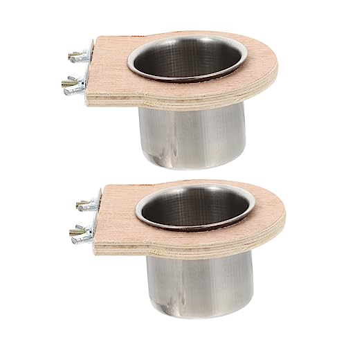 YARNOW Edelstahl Vogel Fütterung Trog 2 Pcs Holz Rack für Papageien Ziervögel von YARNOW