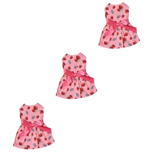 YARNOW 3 STK Erdbeerhaustierkleidung Hunde Sommerkleid ädchen Sommerkleidung ärmelloses Nachthemd ädchen-Tutu Rock Kleider Ärmelloses Sommerkleid für Hunde Hundekleidung Erdbeere von YARNOW