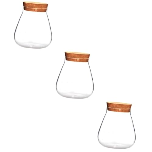 YARNOW 3 STK Flasche aus Korkglas runder Pflanzer Terrarienglas Blumenvase pflanzenterrarium glasgefäß Display-Topf Aufbewahrungstopf Flasche aus Glas mit hohem Borosilikatgehalt Brown von YARNOW