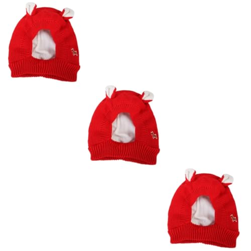 YARNOW 3 Teiliges Haustier Kostüm Für Kleine Hunde Weihnachts Haustiermütze Winter Haustiermütze Winddichte Mütze Kleine Hunde Outfits Welpen Wintermütze Winterkleidung Warme von YARNOW