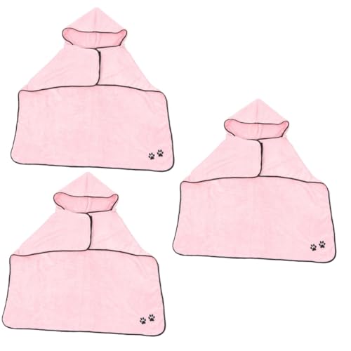 YARNOW 3St Haustier-Bademantel-Handtuch Haustier schnell trocknendes Handtuch Haustier Bademantel Hunde Handtuch hundehandtuch Dog Towel welpen Bademantel Hund Badetuch Korallenvlies Rosa von YARNOW