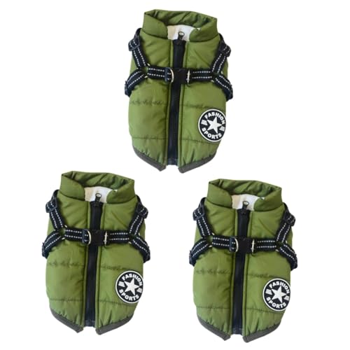 YARNOW 3St Hundeweste Hunde Weste Hundewintermantel Hoodiejacke hundemantel Pullover Baumwolle Warmer Hund Winterbekleidung für Hunde Winterkleidung für Haustiere Haustierkleidung Green von YARNOW