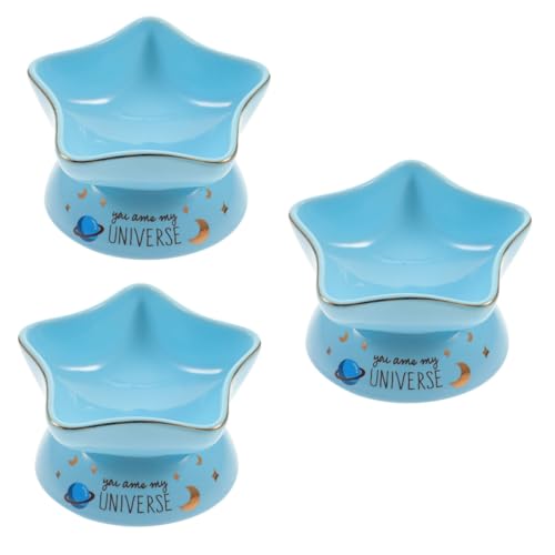 YARNOW 3St Katzenschüssel aus Keramik pet Water Bowl katzenfutter schüssel Katzenzubehör Stabiler Katzennapf Katzennäpfe Hundenäpfe Katzenfutterhalter praktischer Katzennapf Sky-Blue von YARNOW