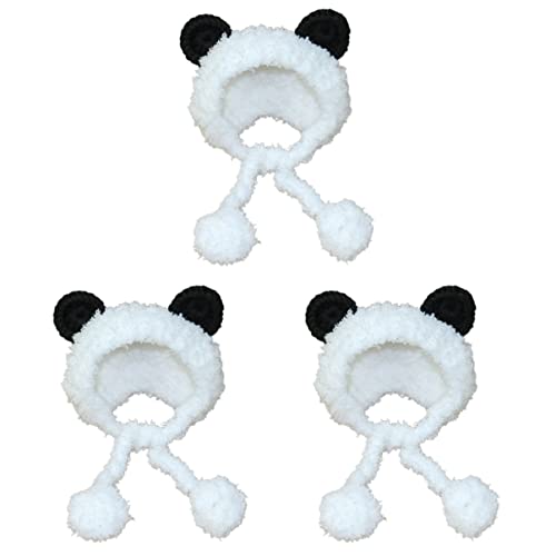 YARNOW 3St Hundekopfschmuck Schutz kleine Hunde-Outfits Tierhaarreifen Welpen-Outfits Panda Haustierkostüm Kostüm Hüte Pandaförmige Kopfbedeckung Haustierhut Katze Stirnband Hut ziehen von YARNOW