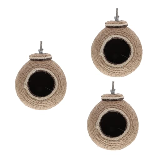 YARNOW 3St Vogelnest vogelhaus Bird House vogelkäfig käfig Bird Toys Birdcage dekoratives Papageiennest Vogelversorgung warmes Papageiennest Kugelförmiges Papageiennest Sisalseil Brown von YARNOW