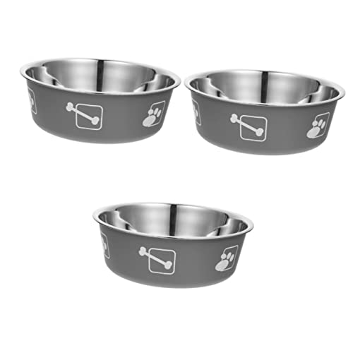 YARNOW 3St hundenapf aus Edelstahl Hundefutter Katzennapf Katzen näpfe Fressnapf für Welpen edelstahlschüsseln edelstahlnapf Hund wassernapf Rutschfester Hundenapf Rostfreier Stahl Grey von YARNOW