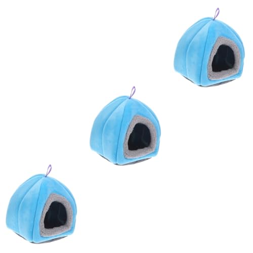 YARNOW 3St kleines Haustiernest hängender Hängemattenkäfig Kleintierheim Chinchilla warmes Bett kanninchenhäuser kaninchenhäuser petbett warmes Haustier Bequeme Betten Polyester Blue von YARNOW