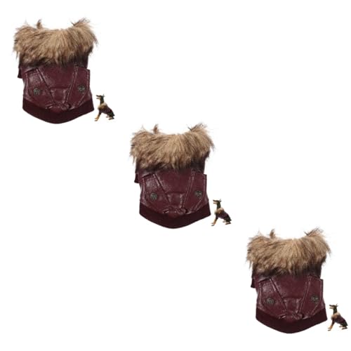 YARNOW 3st Warme Hundejacke Cosplay-kostüm Mäntel Für Chihuahuas Welpen-kit Winterkleidung Für Katzen Winterjacken Warme Welpenkleidung Haustiermantel Rot Plüsch Zubehör Haustier Hund von YARNOW