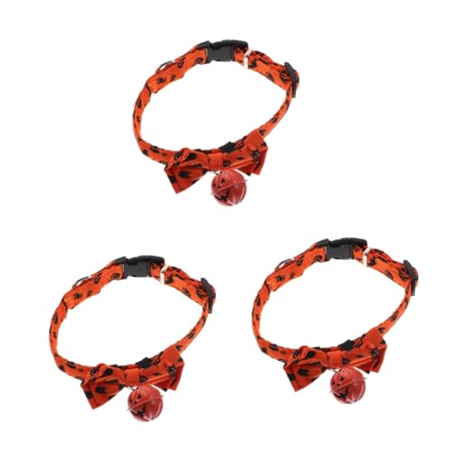 YARNOW 3st Halloween-Kragen Hundehalsband Für Welpen Katzenleine Halloween-kätzchen-Kragen Welpen Halsketten Katzenhalsband Festivalwelpe Kürbisglocke Haustierhalsband Hündin Polyester von YARNOW