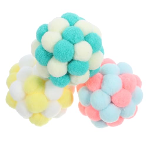 YARNOW 3st Katzenglockenball Kaubälle Für Katzen Katze Spielt Katzenbälle Mit Glöckchen Kätzchen-Pompon-Spielzeug Kratzspielzeug Für Katzen Kratzbälle Für Katzen Pet-Ball Plüsch Handbuch von YARNOW