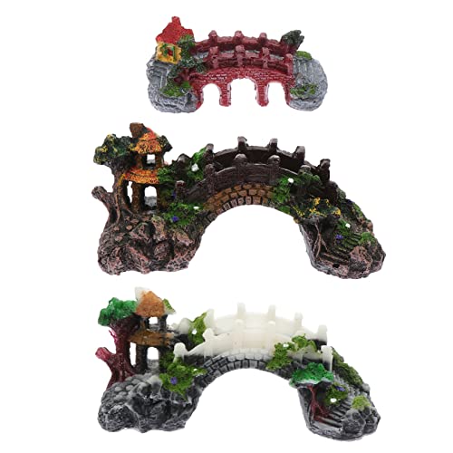 YARNOW 3st Mikro-landschaftsverzierung Sandtischverzierung Aquarium-Ornamente Bonsai-miniaturbrücke Miniatur-brückenfigur Aquariumbrücke Aquariumfigur Porzellan Keramik Dekorativer Stein von YARNOW