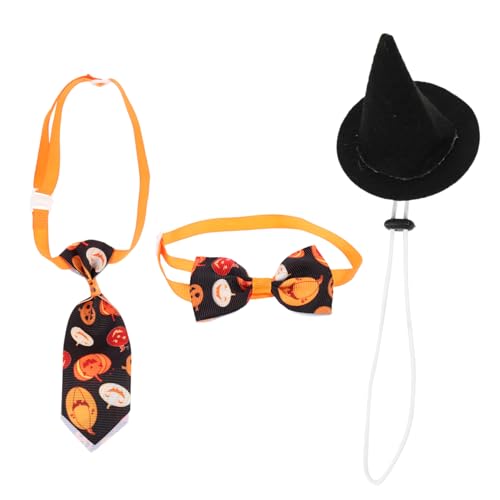 YARNOW 4 Sätze Haustier-Halloween-Hut Kostüme Für Hunde Halloween-Halsband Mit Fliege Für Haustiere Hundekrawatte Hund Formelles Outfit Hundemütze Hundefliege Welpen Polyester von YARNOW