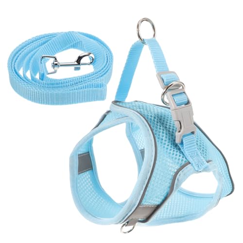 YARNOW 4 Sätze Haustier Reflektorweste Verstellbares Hundegeschirr Leine Kleines Welpenhalsband Hundegeschirr Für Im Freien Hasenleine Blue Polyester von YARNOW