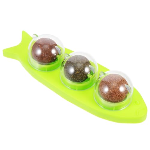 YARNOW 4 Sätze Katzenminze Spielzeug verschleißfester Cat-Nip-Ball katzensnacks leckbar interaktives katzenspielzeug Interactive cat Toy Katzenbedarf rotierender Katzenminzenball Green von YARNOW