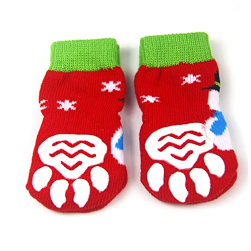 YARNOW 4 Stücke Weihnachten Hund Socken Nicht-Baumwolle Haustier Socken für Welpen Katze Schneemann Design Warme Schuhe für Haustier von YARNOW