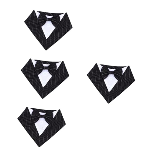 YARNOW 4 Stück Dreieckstuch Für Haustiere Dekorativer Nackenschutz Haustier Halstuch Hochzeits-hundeanzug Fliegehalsband Für Haustiere Bandanas Für Hundehalsbänder Black Polyester von YARNOW