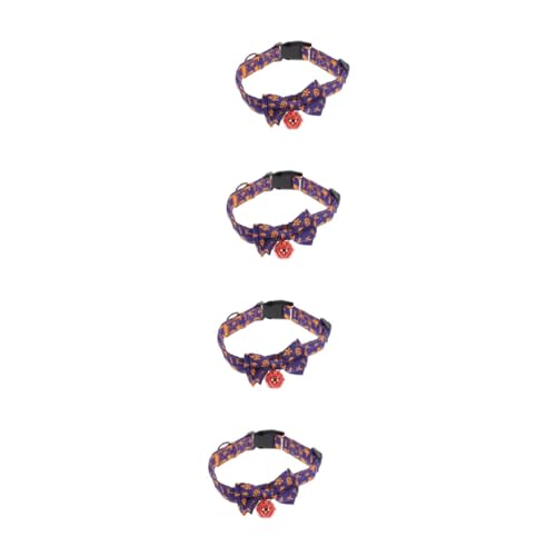 YARNOW 4 Stück Halloween-Kragen Halloween-katzenhalsband Halsschmuck Für Haustiere Kürbisdekoration Kleine Hundehalsbänder Verstellbare Haustierhalskette Hundehalsband Violett Polyester von YARNOW