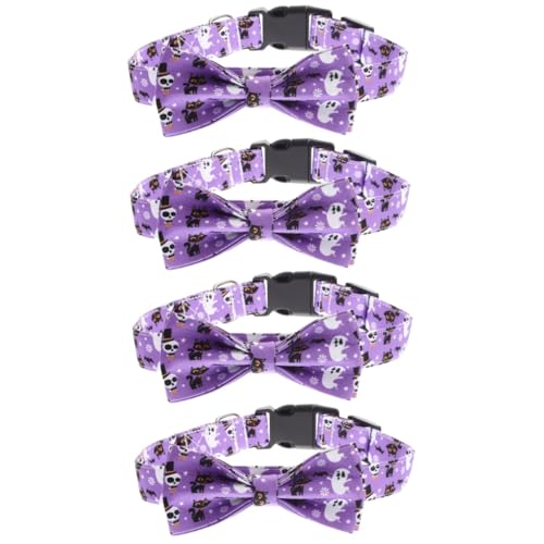 YARNOW 4 Stück Halloween-Kragen Hund Bowknot Kragen mit Schleife Halloween Dekoration Halloween-Dekoration Halloween-Haustierhalsband Festival-Haustierhalsband Baumwolle Polyester Violett von YARNOW