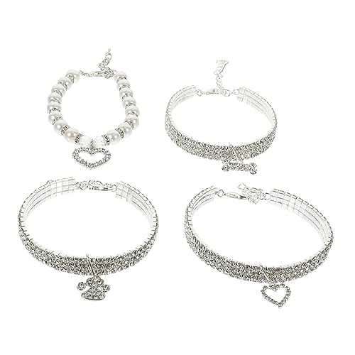 YARNOW 4 Stück Haustier Katzenhalsband Haustier Strass Schleife Katzenhalsbänder Glocke Für Katzenhalsbänder Dekoratives Hundehalsband Katze Aus Strass Kätzchen-zubehör Legierung Silver von YARNOW