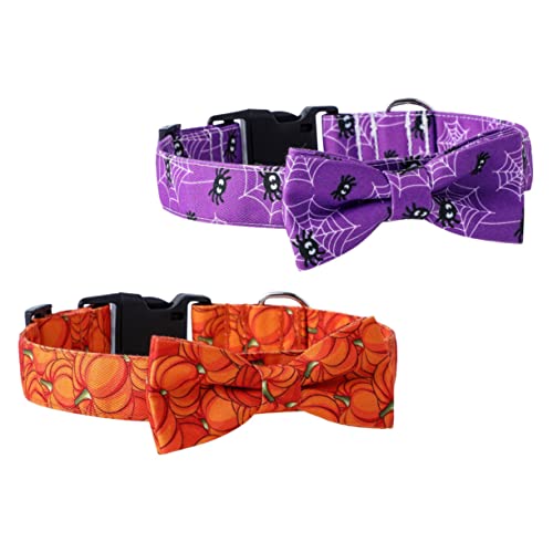 YARNOW 4 Stück Haustierhalsband Halloween-katzenfliege Verstellbarer Halskragen Halloween Hundefliege Halsband Welpen-Outfits Kürbiskragen Einstellbar Hundering Baumwolle Polyester von YARNOW