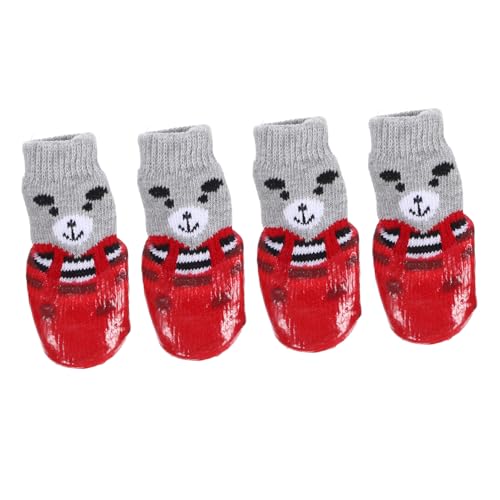 YARNOW 4 Stück Haustierschuhe Kätzchensocken Katzensocken Für Katzen Hundeschuhe Hundefußpolster Hundestiefel Pfotensocken Kätzchenschuhe Welpenschuhe Regenstiefel Für Hunde Baumwolle Rot von YARNOW