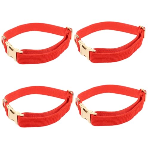 YARNOW 4 Stück Hundehalsband Welpenhalsband Haustierhalsband Für Hund Verstellbares Halsband Für Haustiere Verstellbares Haustierhalsband Abreißhalsband Für Hunde Sportzubehör Tuch Rot von YARNOW