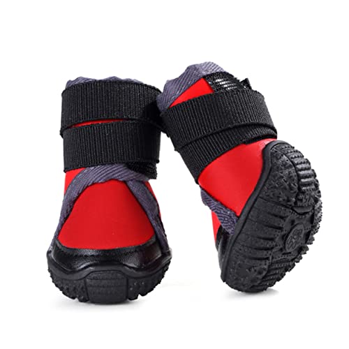 YARNOW 4 Stück Haustier Warme Schuhe Hundeschuhe Mittelgroße Hunde Outdoor-Schuhe Für Hunde Hund Warme Schuhe Hundestiefel Haustierschuhe rutschfest Schutz Rot von YARNOW