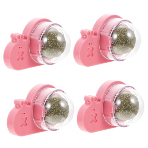 YARNOW 4 Stück Katze Mu Tian Polygonum Ball Katzenwand-Snacks Katzenminze Zum Zähneputzen Katzenspielzeug Katze Lecken Spielzeug Rotierender Katzenminzenball Katze Leckt Kätzchen Rosa Pp von YARNOW