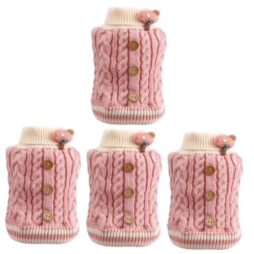 YARNOW 4 Stück Welpenweste aus Baumwolle Katze warme Kleidung Kleiner Welpenpullover Welpen-Hoodie hundemantel Dog Raincoat Bequeme Hundekleidung Warme Kleidung für Welpen Stoff Rosa von YARNOW