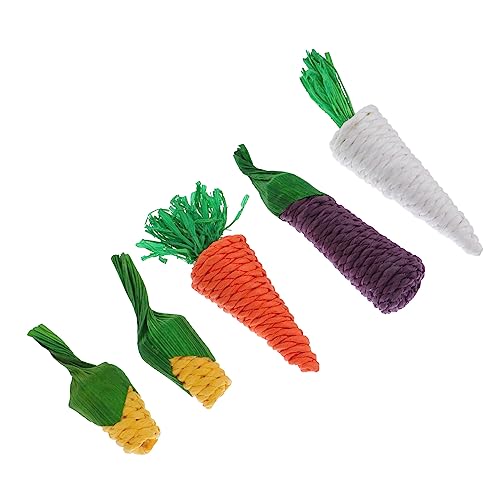 YARNOW 5 Stück Beißstab für Kaninchen Hamster hamsterspielzeug Rabbit Toys Heu für Meerschweinchen Ratten kleines Tier kauen Hamster Backenzahn Baumwollseil von YARNOW