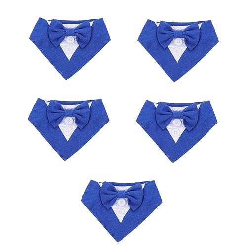 YARNOW 5St Dreieckstuch für Hunde englischer Schal Haustier Hundebandana Halsband für mittelgroße Hunde Welpen-Bandana hundegeschenk hundezubehör Hundedekor Hund Servietten Polyester Blue von YARNOW