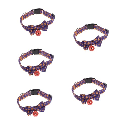 YARNOW 5st Halloween-Kragen Hundehalsband Kürbis-dekor Festival-welpenhalsband Festivalwelpe Verstellbare Kätzchenhalsbänder Haustierbogen Verstellbare Kat Katzenbogen Violett Polyester von YARNOW