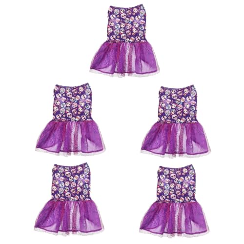 YARNOW 5st Halloween-Kleid Für Haustiere Hund Party-haustierkleidung Kleidung Zum Anziehen Für Haustiere Lustiges Katzenkleid Party-katzenbekleidung Welpenkleid Polyester Violett von YARNOW