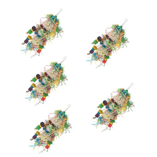 YARNOW 5st Papagei Kauspielzeug Vogelspielzeug Für Sittiche Papagei Hängende Spielzeuge Papageienspielzeug Mittlere Papageien Lustiges Vogel-kauspielzeug Hölzern Langen Kauball von YARNOW