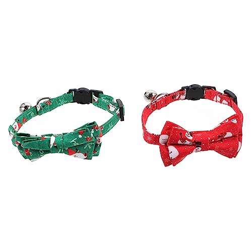 YARNOW 6 Stück Weihnachts Haustierhalsband Mit Schleife Katzenhalsband Weihnachts Katzenhalsband Weihnachts Kätzchenhalsband Heimtierbedarf Katzenhalsband Für Weihnachten Halsband von YARNOW