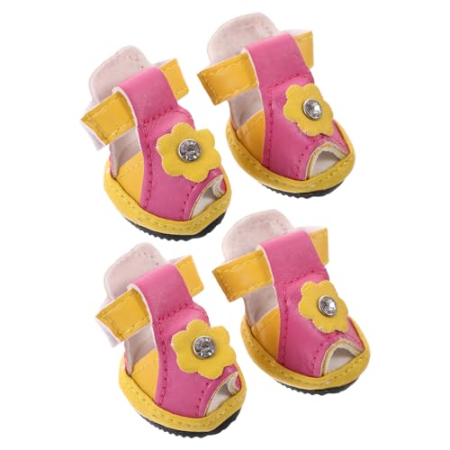 YARNOW 8 STK Haustier-Sandale Pfotenschutz für Hunde Hundeschuhe für Haustiere Haustier Sandalen Hund Welpe Sommerschuhe Summer Shoes noppenschuhe Hundesandale Haustierschuhe Yellow von YARNOW