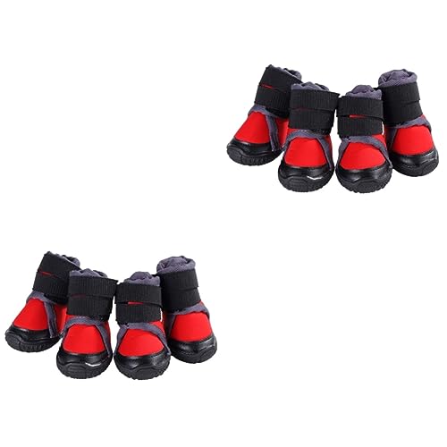 YARNOW 8 STK Hund Warme Schuhe Klein Haustierbedarf Haustierschuhe Outdoor-Schuhe Für Haustiere Hundeschuhe Haustierschuhe Outdoor-Outdoor-Schuhe Heimtierbedarf Warme Schuhe Draussen Rot von YARNOW