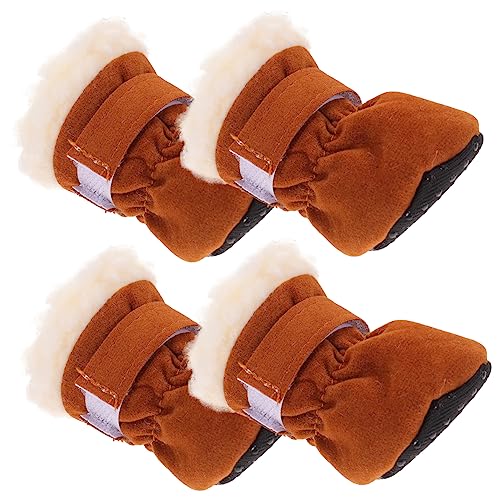 YARNOW 8 STK Schneestiefel Für Haustiere Haustierschuhe Mit Weicher Sohle Wanderschuhe Für Haustiere Pfotenschutz Für Hunde Hund Fuß Abdeckung Hund Warme Stiefel Flanell Brown von YARNOW