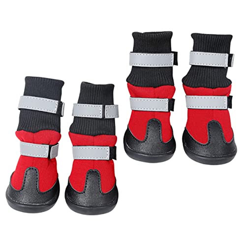 YARNOW 8 STK Schneestiefel Für Haustiere Schneeschuhe Für Kleine Hunde Haustierstiefel Winterschuhe Für Welpen wasserdichte Welpenschuhe Pet Paw Wintergriffe Rot Reflektierende Bänder von YARNOW