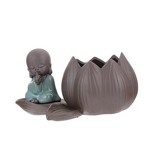 YARNOW Aquarium Dekoration Zen-mönch-Figur Keramisches Kunsthandwerk Decoraciones Para Sala De Casa Zen-mönch-statue Hydroponischer Blumentopf Klein Glasdekor Keramik Die Glühbirne Ton von YARNOW